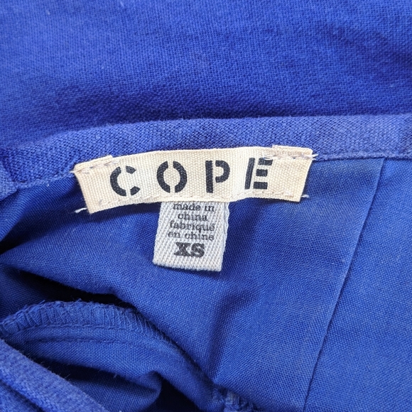 COPE | Blue Scallop-Trim Linen Blend Dress Size XS - Picture 8 of 9
